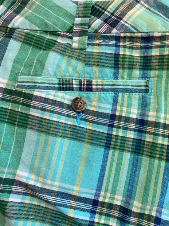 Lands' End Plaid Green & Aqua Bermuda Shorts - Picture 9 of 9